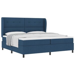 vidaXL Lit à ressorts avec matelas Bleu 200 x 200 cm tissu