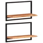 vidaXL Étagères murales 2 Pièces 60x25x35 cm Bois d'acacia et acier