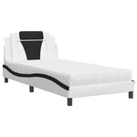vidaXL Lit Viana avec matelas blanc et noir 100x200 cm similicuir