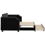 vidaXL Lit de jour avec gigogne et tiroirs noir 80x200 cm tissu