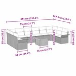vidaXL Ensemble de canapé de jardin 11 Pièces Gris Poly rotin