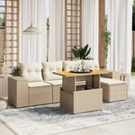 vidaXL Salon de jardin avec coussins 6 Pièces beige résine tressée