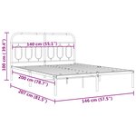 vidaXL Cadre de lit métal sans matelas et tête de lit blanc 140x200 cm