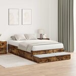 vidaXL Cadre de lit avec rangement Chêne fumé 236.5 x 120 x 31.5 cm
