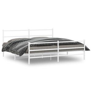 vidaXL Cadre de lit métal sans matelas et pied de lit blanc 183x213 cm