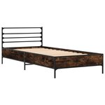 vidaXL Cadre de lit chêne fumé 75x190 cm bois d'ingénierie et métal
