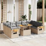 vidaXL Salon de jardin 11 Pièces avec coussins beige résine tressée