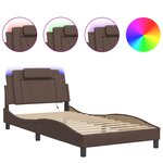vidaXL Cadre de lit avec LED sans matelas marron 100x200 cm