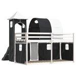 vidaXL Lit superposé sans matelas avec toboggan blanc noir 90x200 cm