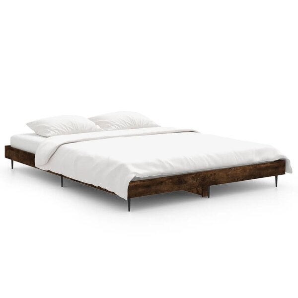vidaXL Cadre de lit sans matelas chêne fumé 140x190 cm bois ingénierie