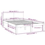 vidaXL Cadre de lit Marron miel Bois massif 120x190 cm Petit Double