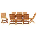 vidaXL Ensemble de dîner de jardin 9 pièces en bois massif acacia