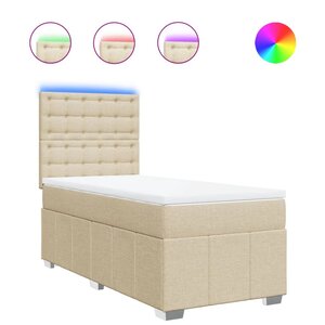 vidaXL Sommier à lattes de lit avec matelas Crème 90x200 cm Tissu