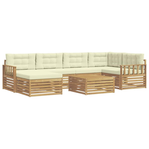 vidaXL Ensemble de canapés d'extérieur 7 pc Blanc et crème