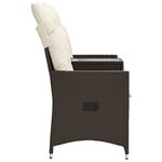 vidaXL Canapé de jardin inclinable 2 places avec table marron rotin