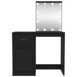 vidaXL Coiffeuse avec LED noir 90x50x132 5 cm bois d'ingénierie