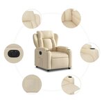vidaXL Fauteuil inclinable électrique Crème Tissu