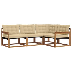 vidaXL Ensemble de canapés d'extérieur 4 pc Naturel et Beige