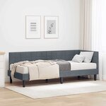 vidaXL Cadre de lit d'angle avec matelas 2 Pièces Gris Velours