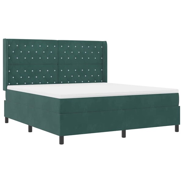vidaXL Lit à Ressorts avec Matelas LED Vert foncé 180 x 200 cm Velours