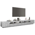 vidaXL Meuble TV avec lumières LED Gris béton 300x35x40 cm