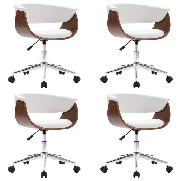 vidaXL Chaises pivotantes à manger lot de 4 Blanc Similicuir