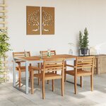 Table de salle à manger extérieure vidaXL Grise 160x80x75 cm Acier et Bois Massif d'Acacia