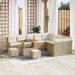 vidaXL Ensemble de canapé de jardin 12 Pièces Beige polyrotin