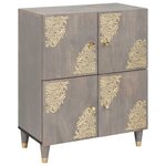vidaXL Buffet Gris et or 60 x 33 x 75 cm Bois de manguier massif