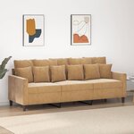 vidaXL Canapé à 3 places Marron 180 cm Velours