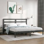 vidaXL Cadre de lit Gris Bois de pin massif 200x200 cm