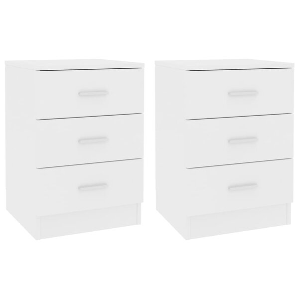vidaXL Tables de chevet 2 Pièces Blanc 38x35x56 cm Bois d'ingénierie