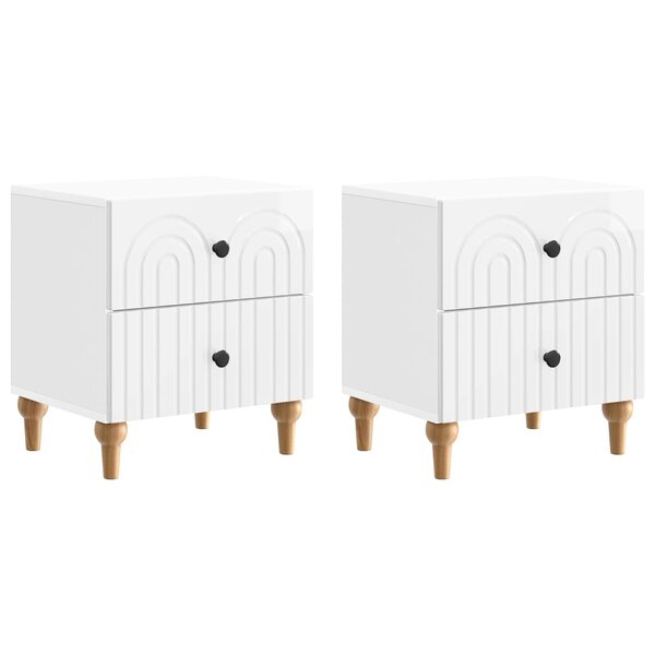 vidaXL Cabinet de chevet 2 pc Blanc brillant 43 x 34 5 x 48 cm
