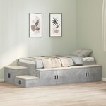 vidaXL Cadre de lit de rangement Gris béton 100x200 cm