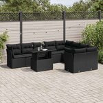 vidaXL Salon de jardin 10 Pièces avec coussins noir résine tressée
