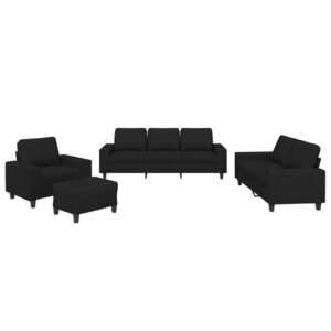 vidaXL Ensemble de canapés 4 Pièces noir tissu