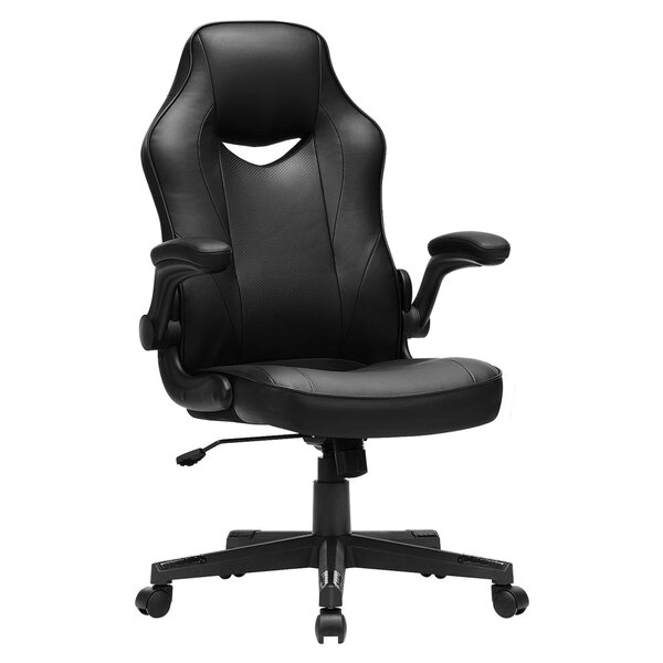 Chaise de bureau fauteuil gamer siège ergonomique pivotant avec accoudoirs rabattables hauteur réglable et inclinaison libre charge 150 kg noir 12_0004864