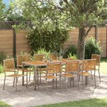 Ensemble de salle à manger de jardin 9 pièces vidaXL en poly rotin gris acacia
