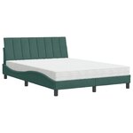 vidaXL Lit avec matelas Hanko vert foncé 140x200 cm velours