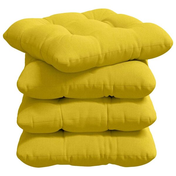 vidaXL Coussins de siège 4 pc Tissu Jaune clair 40 x 40 x 12 cm