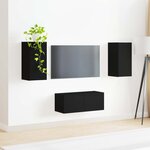 vidaXL Ensemble meuble TV Montage mural 2 Pièces Noir Bois d'ingénierie