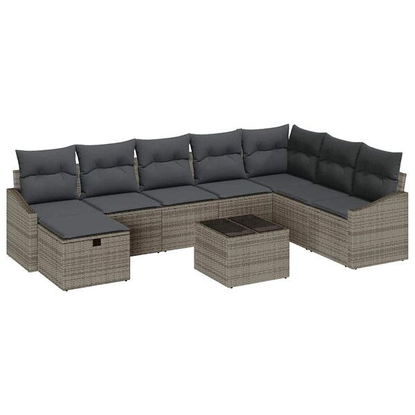 vidaXL Ensemble de Canapés avec coussin 8 Pièces polyrotin