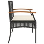 vidaXL Banc de jardin avec coussin noir résine tressée et acacia