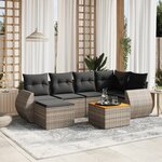 vidaXL Salon de jardin avec coussins 7 Pièces gris résine tressée