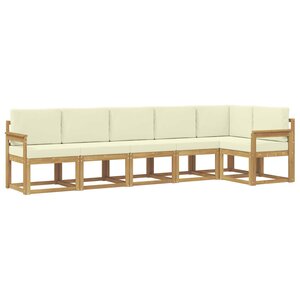 vidaXL Ensemble de canapés d'extérieur 6 pc Blanc et crème Polyester