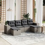 vidaXL Salon de jardin 6 Pièces avec coussins gris résine tressée