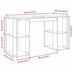 vidaXL Bureau avec Rangement Gris Sonoma 130 x 50 5 x 75 cm