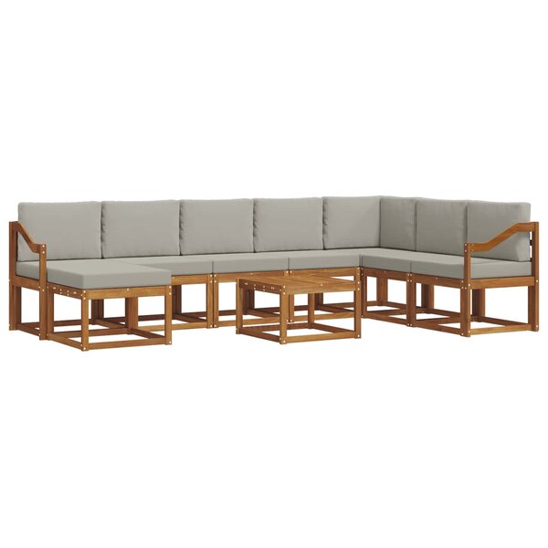 vidaXL Ensemble de canapés d'extérieur 9 Pièces Gris Naturel et Clair