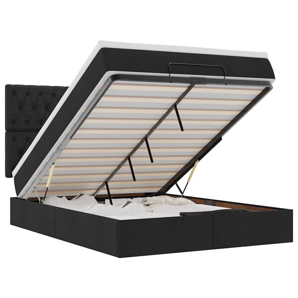 VidaXL Cadre de lit ottoman avec matelas noir 140x200 cm tissu