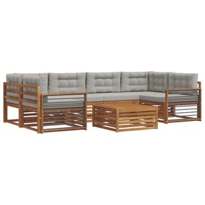vidaXL Ensemble de canapés d'extérieur 7 pc Gris Naturel et Clair